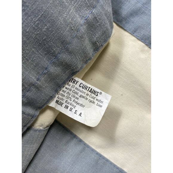 Vintage 90s Country Curtains 2 Straight Valances Blue Gray Kitchen Bathroom Pair - Picture 2 of 5